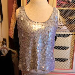 Walter Baker tank with translucent iridescent paillettes